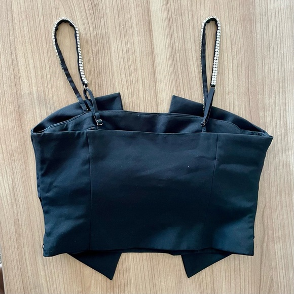 Bagatelle Bow Crop Top w/ bedazzled straps - Picture 2 of 6